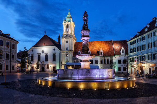 Bratislava Old Town Square By Night Picture Board by Artur Bogacki