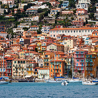 Buy canvas prints of Villefranche Sur Mer Seaside Town On French Riviera by Artur Bogacki