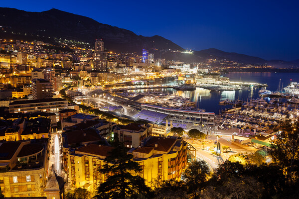 Monaco Port And Monte Carlo At Night Picture Board by Artur Bogacki