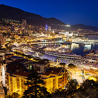 Buy canvas prints of Monaco Port And Monte Carlo At Night by Artur Bogacki