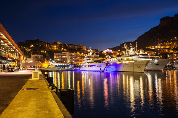Port of Monaco by Night Picture Board by Artur Bogacki