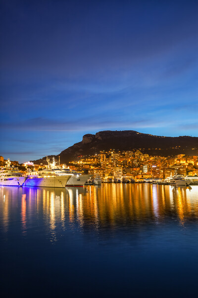 Principality of Monaco Blue Hour Skyline Picture Board by Artur Bogacki