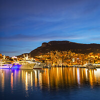 Buy canvas prints of Principality of Monaco Blue Hour Skyline by Artur Bogacki
