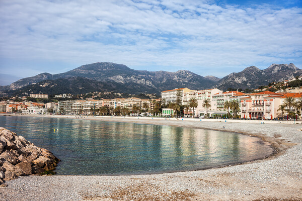 Beach and Sea Bay in Menton Town in France Picture Board by Artur Bogacki
