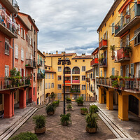 Buy canvas prints of Old Town Houses in Nice City in France by Artur Bogacki