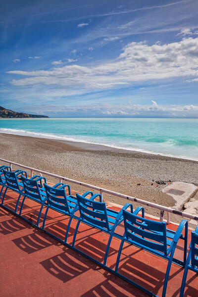 Beach Sea and Seats on French Riviera in Nice Picture Board by Artur Bogacki