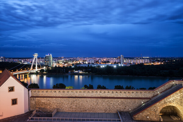 Bratislava City Skyline at Blue Hour Picture Board by Artur Bogacki