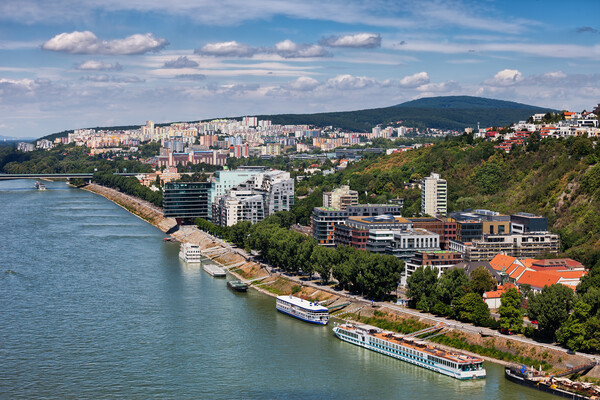Bratislava City At Danube River Picture Board by Artur Bogacki