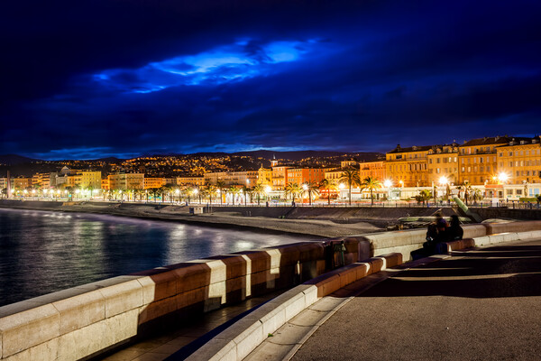City Skyline of Nice in France at Night Picture Board by Artur Bogacki