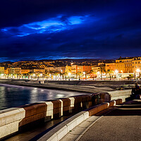 Buy canvas prints of City Skyline of Nice in France at Night by Artur Bogacki