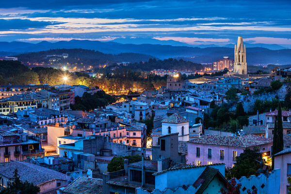 City of Girona at Blue Hour Picture Board by Artur Bogacki