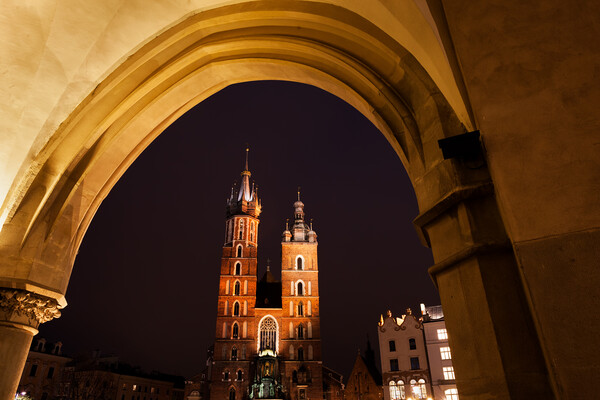 St Mary Church in Krakow at Night Picture Board by Artur Bogacki