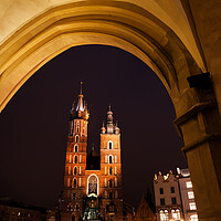 Buy canvas prints of St Mary Church in Krakow at Night by Artur Bogacki