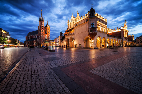 Old Town Main Square in Krakow at Twilight Picture Board by Artur Bogacki