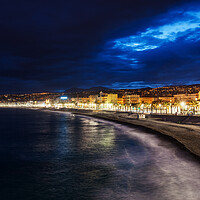 Buy canvas prints of City of Nice Skyline at Night in France by Artur Bogacki