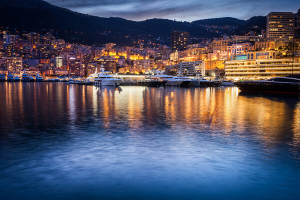 Monaco Evening Skyline Picture Board by Artur Bogacki