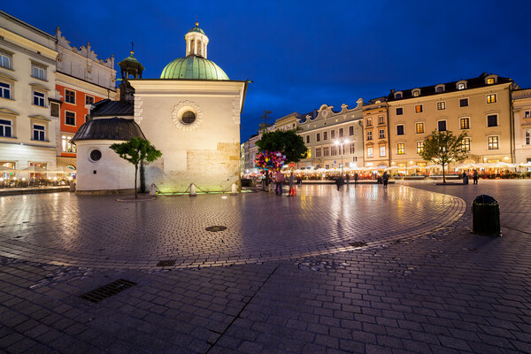 Krakow Old Town Main Square At Night Picture Board by Artur Bogacki