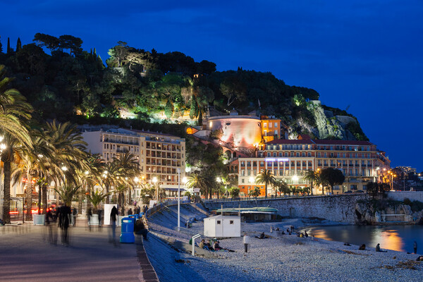 City of Nice by Night in France Picture Board by Artur Bogacki