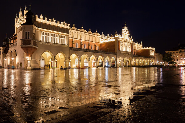 Cloth Hall Illuminated At Night In Krakow Picture Board by Artur Bogacki