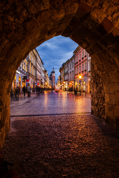 Florianska Gate and Street in Krakow at Dusk Picture Board by Artur Bogacki