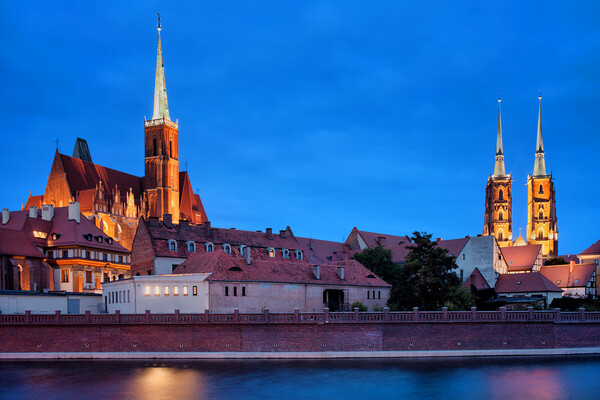 Wroclaw City Skyline At Dusk In Poland Picture Board by Artur Bogacki
