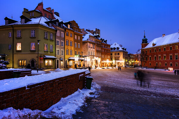 Winter Evening in the Old Town of Warsaw Picture Board by Artur Bogacki