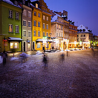 Buy canvas prints of Old Town Houses in City of Warsaw at Night by Artur Bogacki
