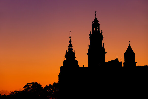 Wawel Cathedral And Castle Silhouette In Krakow Picture Board by Artur Bogacki