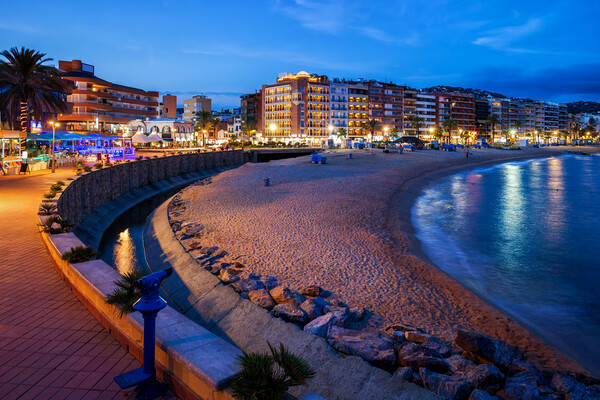 Llore de Mar at Night on Costa Brava in Spain Picture Board by Artur Bogacki