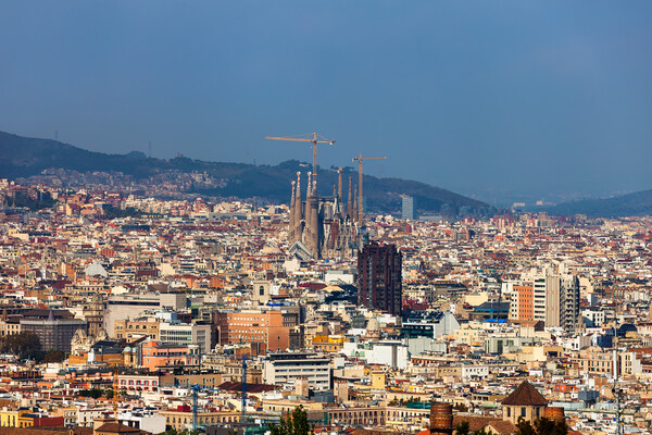 City Of Barcelona Aerial View Cityscape Picture Board by Artur Bogacki