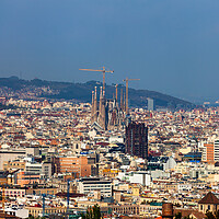 Buy canvas prints of City Of Barcelona Aerial View Cityscape by Artur Bogacki