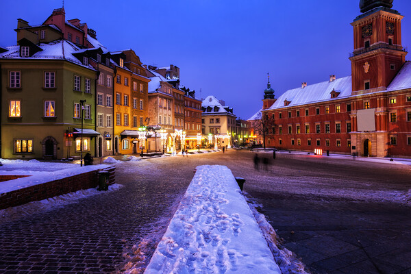 Old Town in City of Warsaw on Winter Night Picture Board by Artur Bogacki