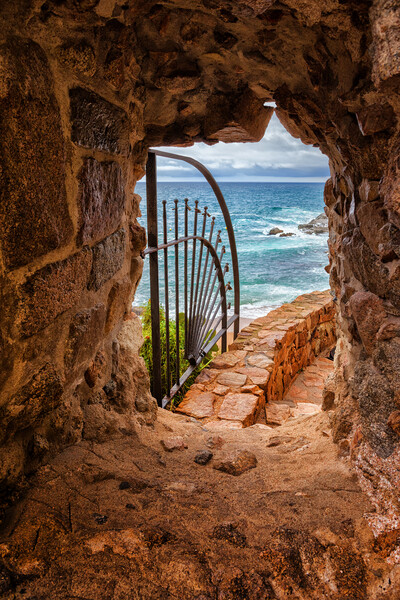 Window in Medieval Wall with View to the Sea Picture Board by Artur Bogacki