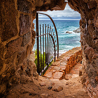 Buy canvas prints of Window in Medieval Wall with View to the Sea by Artur Bogacki