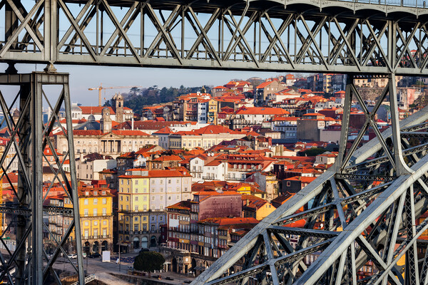 Old Town Of Porto Through Dom Luis I Bridge Picture Board by Artur Bogacki