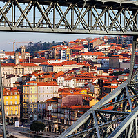 Buy canvas prints of Old Town Of Porto Through Dom Luis I Bridge by Artur Bogacki