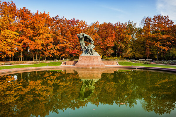 Chopin Monument in Autumn Lazienki Park in Warsaw Picture Board by Artur Bogacki