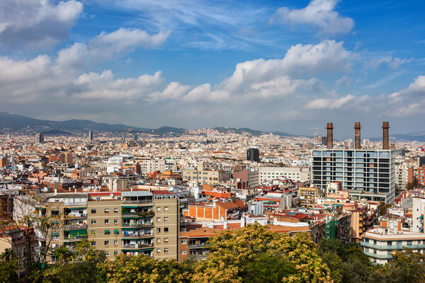 Barcelona Cityscape Picture Board by Artur Bogacki