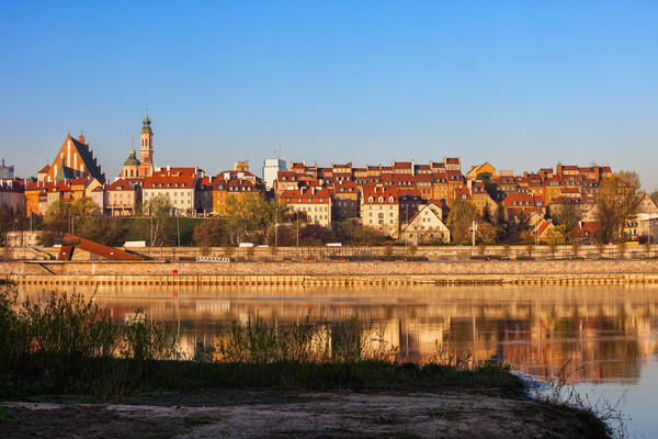 Warsaw City Skyline Old Town River View Picture Board by Artur Bogacki