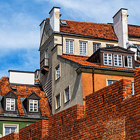 Buy canvas prints of Warsaw Old Town Houses And Wall by Artur Bogacki