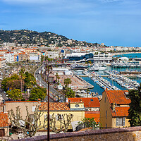 Buy canvas prints of Cannes City Cityscape With Yacht Port by Artur Bogacki