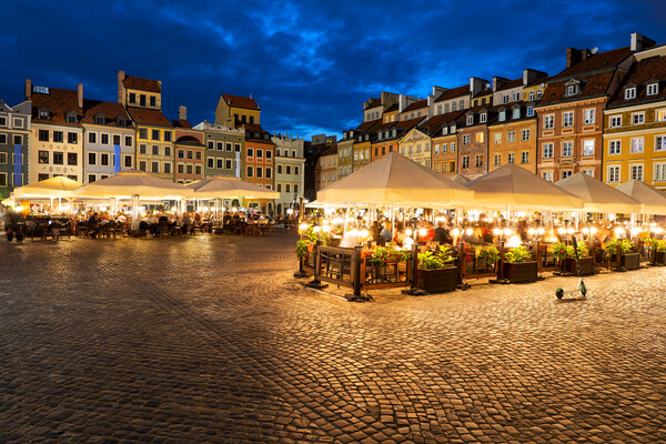  Old Town Square In Warsaw At Night Picture Board by Artur Bogacki