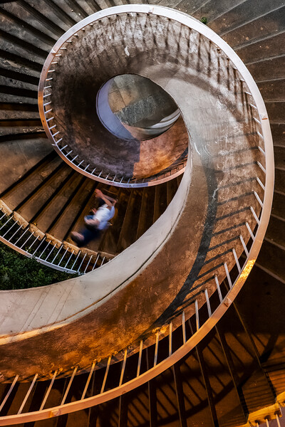 Spiral Stairs Abstract At Night Picture Board by Artur Bogacki