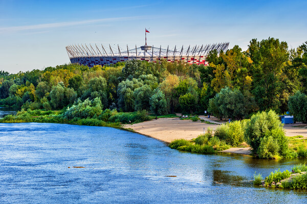 Vistula River And National Stadium in Warsaw Picture Board by Artur Bogacki