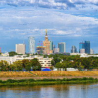Buy canvas prints of Warsaw City Skyline River View In Poland by Artur Bogacki