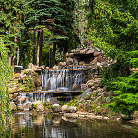Buy canvas prints of Landscape Park With Waterfall In Warsaw by Artur Bogacki