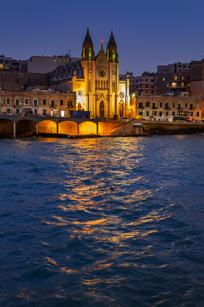 Balluta Bay in St Julian Town in Malta at Night Picture Board by Artur Bogacki