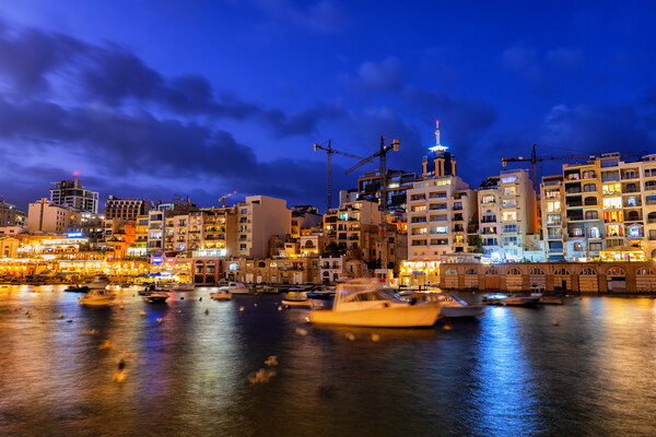 Paceville in St Julian Town at Night in Malta Picture Board by Artur Bogacki