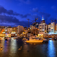 Buy canvas prints of Paceville in St Julian Town at Night in Malta by Artur Bogacki