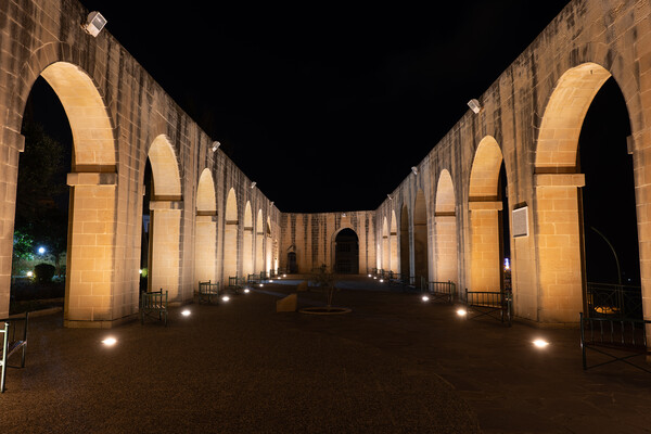 Lower Barrakka Gardens Colonnade at Night in Valletta Picture Board by Artur Bogacki